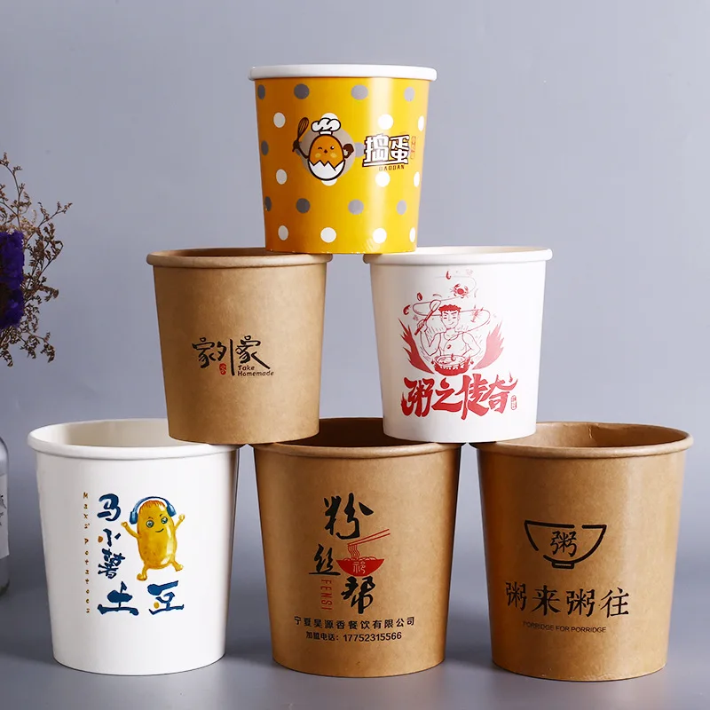 Eco friendly round takeaway sushi disposable salad kraft paper bowl with lid