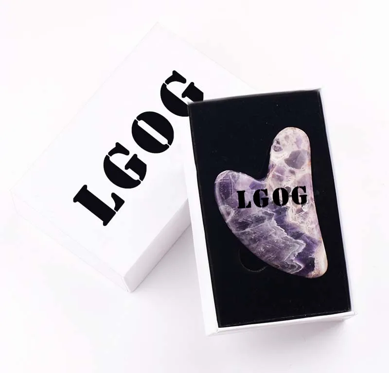 Manufacturers Direct Natural Amethyst Scraping Board Beauty Health Heart-shaped Skin Face Gua Sha Massage Tool