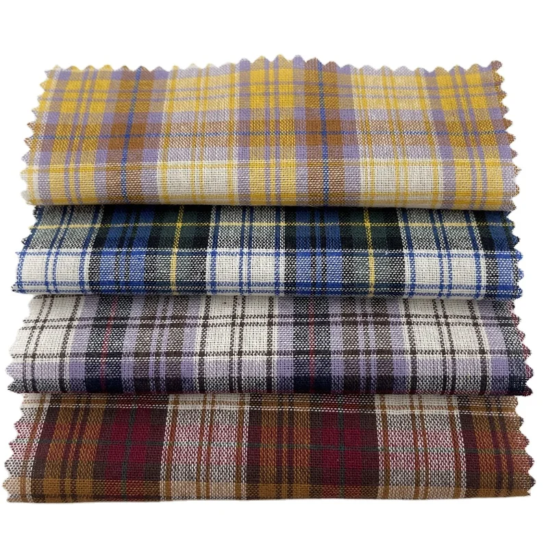 New all cotton 21s yarn dyed Plaid Summer ultra-thin shirt skirt fabric plain cloth