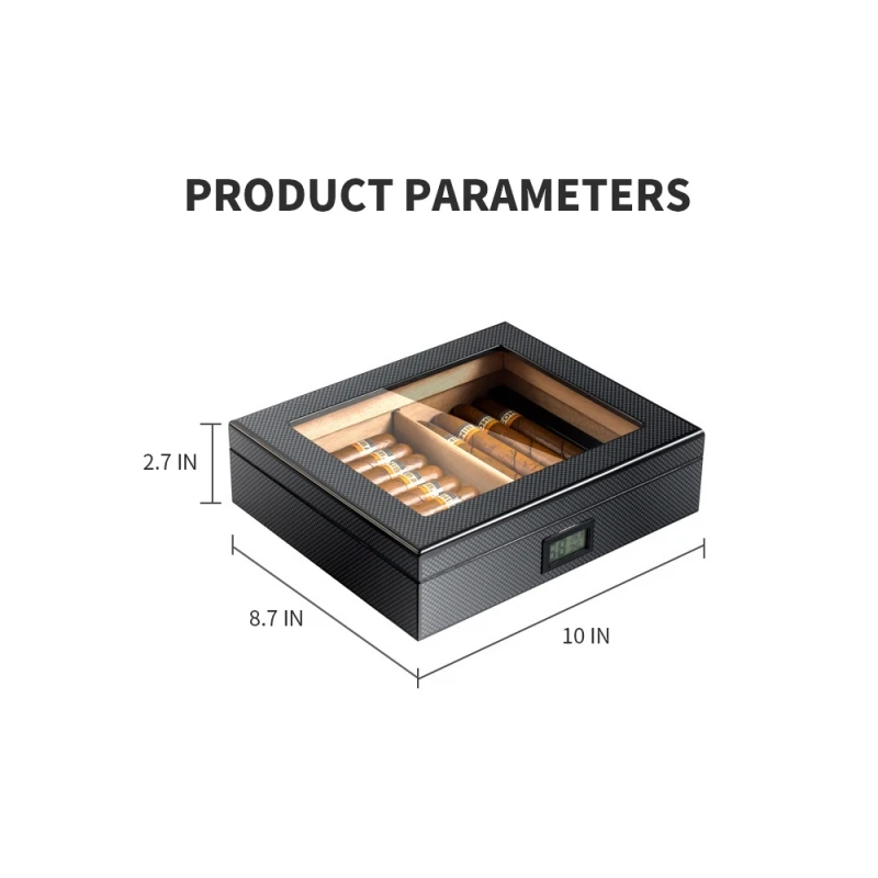 Vanace Cedar Wood Glass Top Luxury Humidifier Desktop Cigar Humidor Box