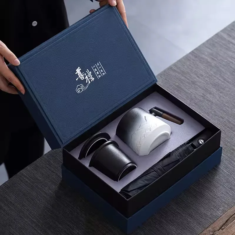 Hot promotion creative style printing logo holiday event business ceramics tea cup gift set