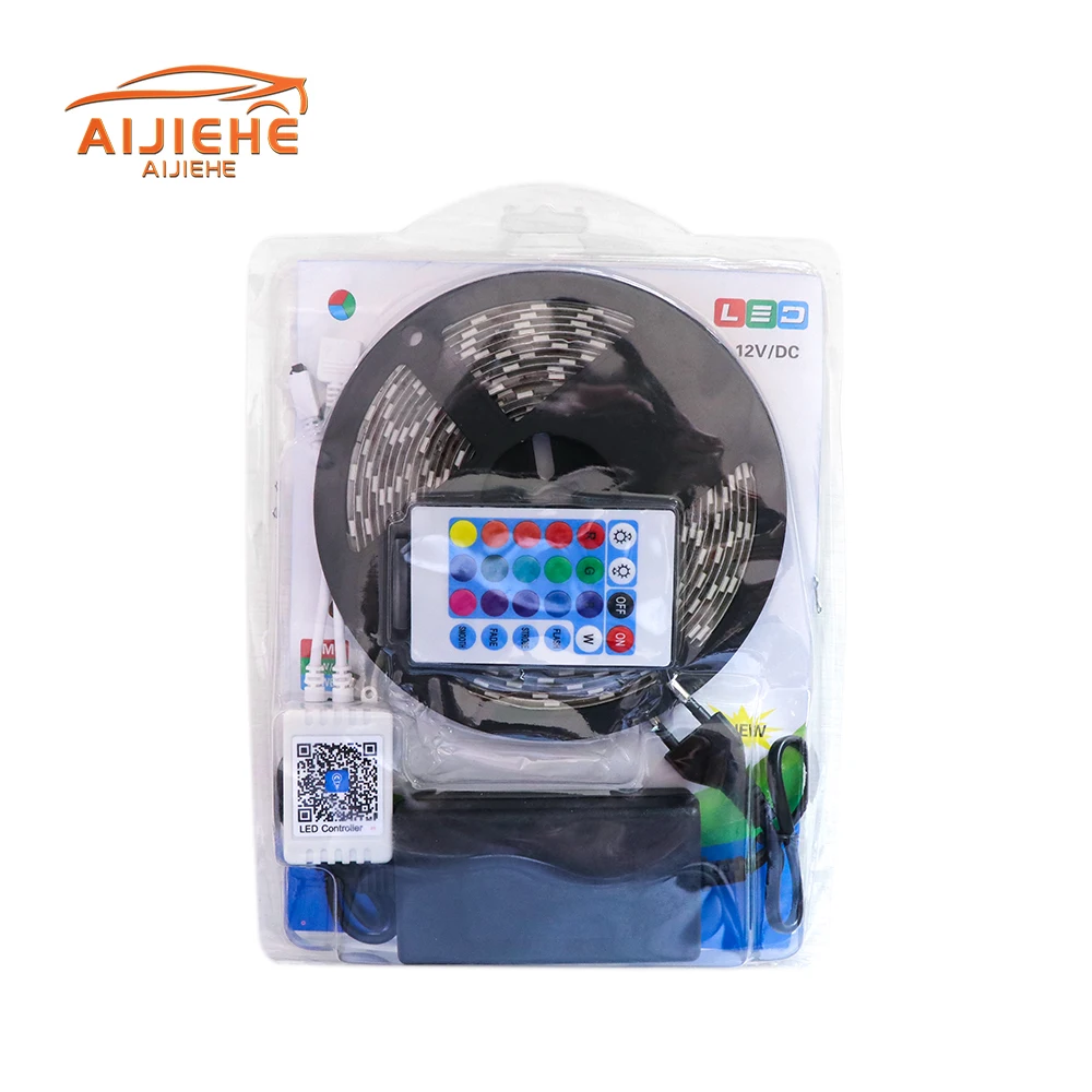 wellshow LED Strip Lights 5M Color Changing RGB LED Strip 24-Key Remote App Controlled LED Lights 24V for display