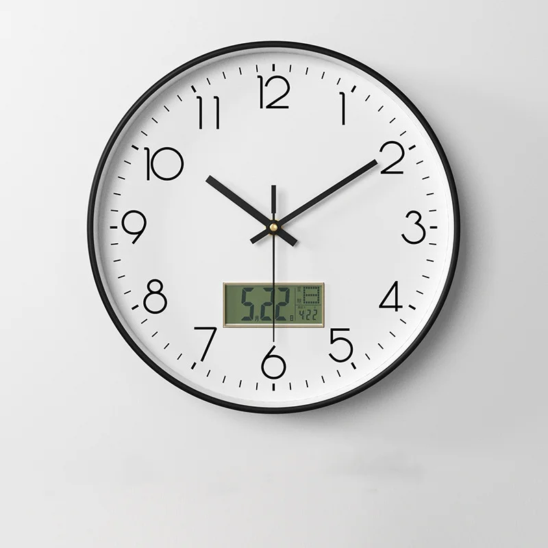 Hot Selling LCD Calendar Clock Custom logo Face Simple Household Circular Plastic Silent Quartz Wall OEM/ODM