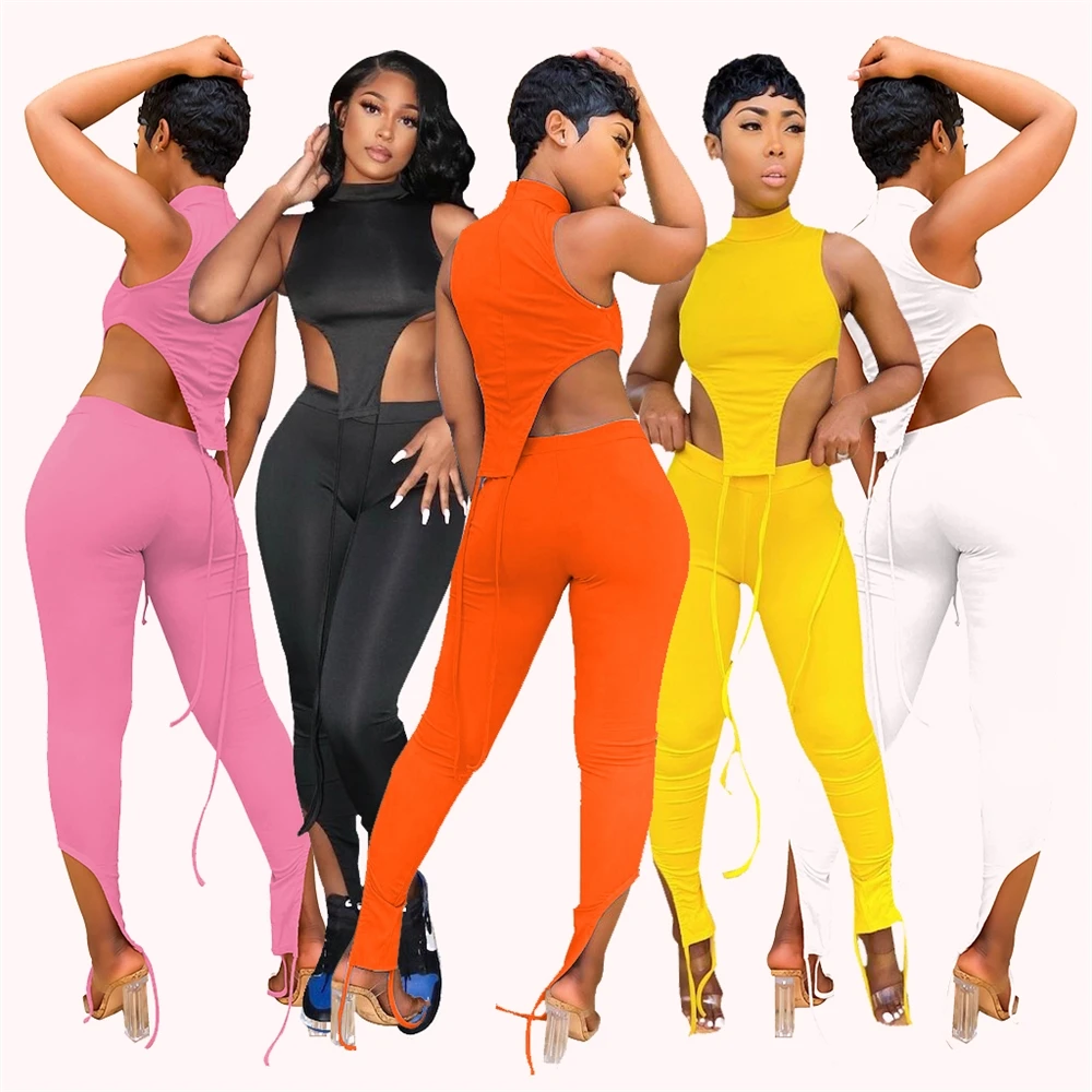 
MD-20030356 Women Stacked Leggings Pants Joggers Stacked Pants Sweats Suits Two Piece Set 2021 Spring Women Clothing 