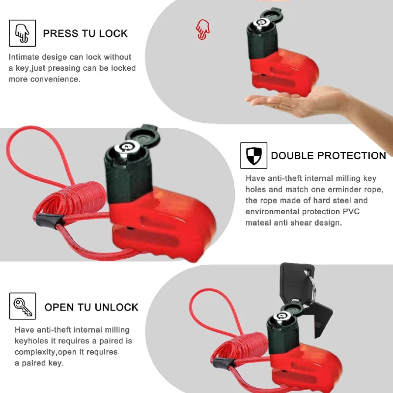 UMEDO-wholesale price black color anti theft motorcycle disc brake lock