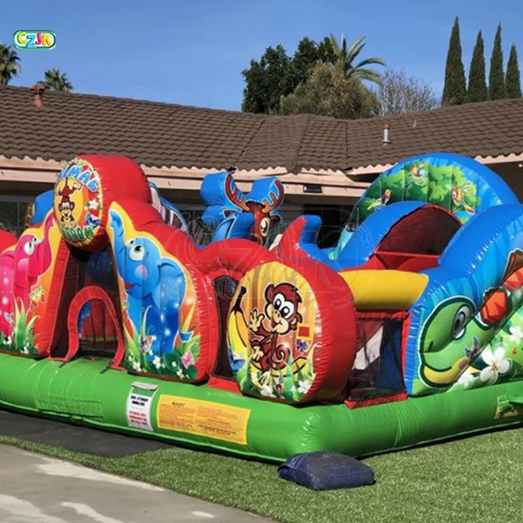 Moonwalk Commercial Custom Wild Animals Combo Kingdom Inflatable Bouncer Jumping Bouncy Castle Jumper Bounce House With Slide