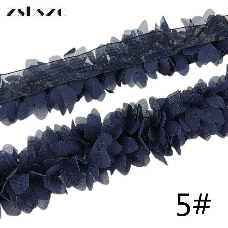 A Handmade Colorful 3D Chiffon Flower DIY Lace Trim Lace Ribbon for Dress Applique Sewing Decorative XF10