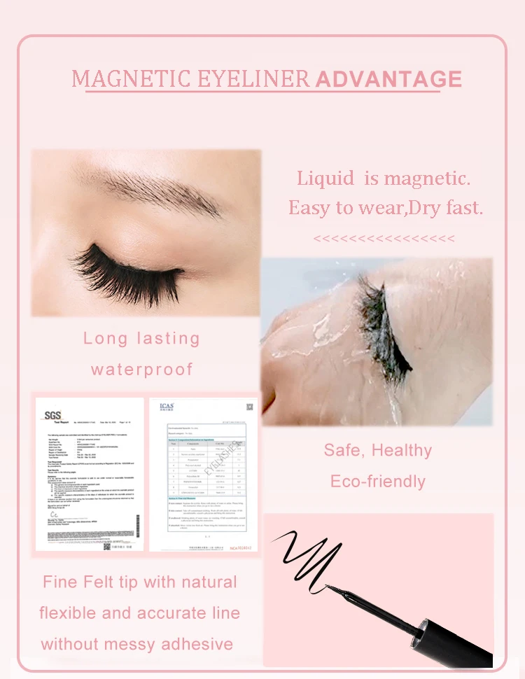 Wholesale custom logo packaging best eye Liner glue pens Waterproof Liquid Magnetic Eyeliner