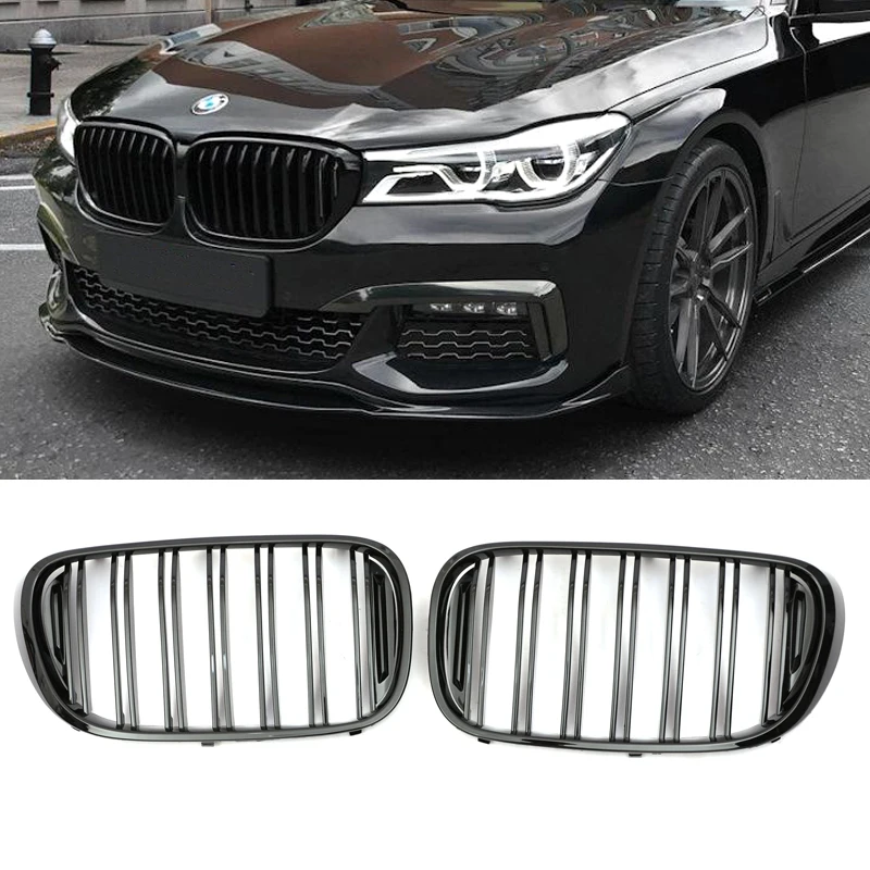 Car Front Bumper Kidney Grill Double Slat Gloss Black Grille for BMW 7 Series G11 G12 730i 740i 750i 740e 725d 730d 2015-2019