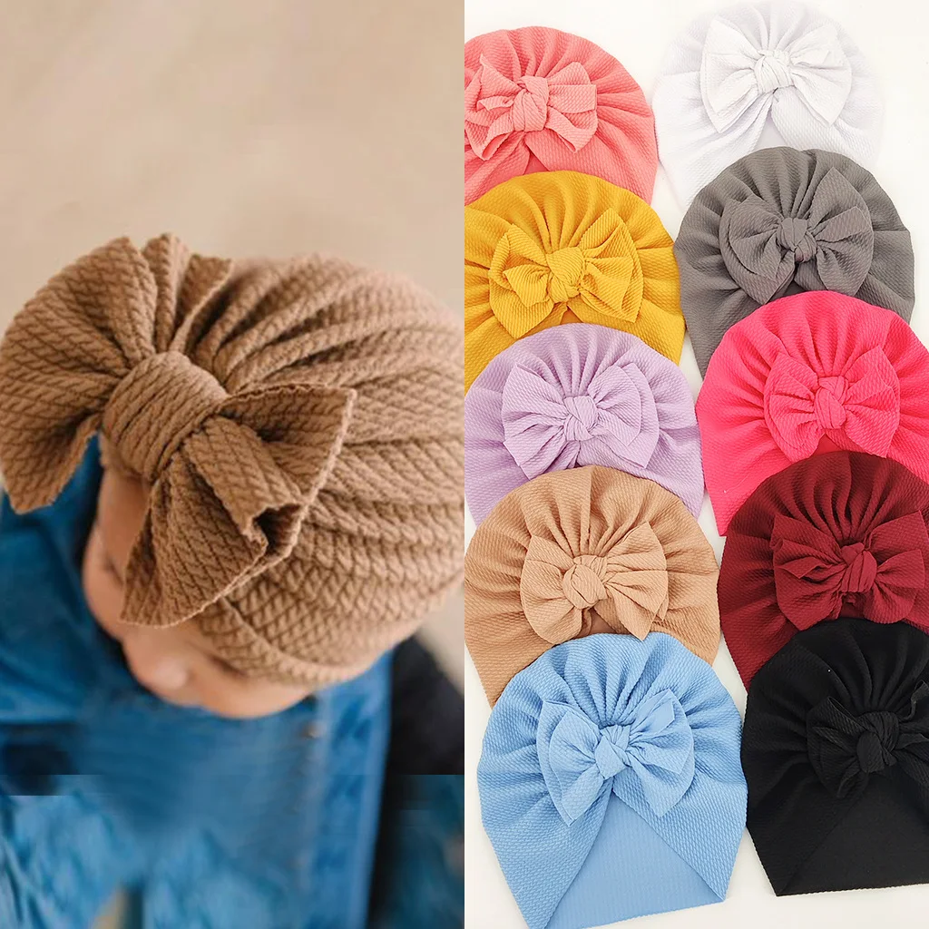 New Arrival Cute Solid Knitting Spandex Big Bow Headband Baby Girls Diadems Kids Accessories Elastic Wide Bow Baby Hair Band