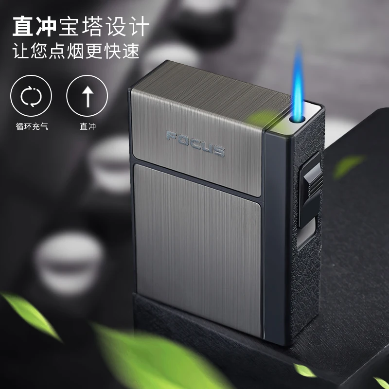 YH035F  USB rechargeable Metal cigarette case with detachable lighter one jet flame windproof type