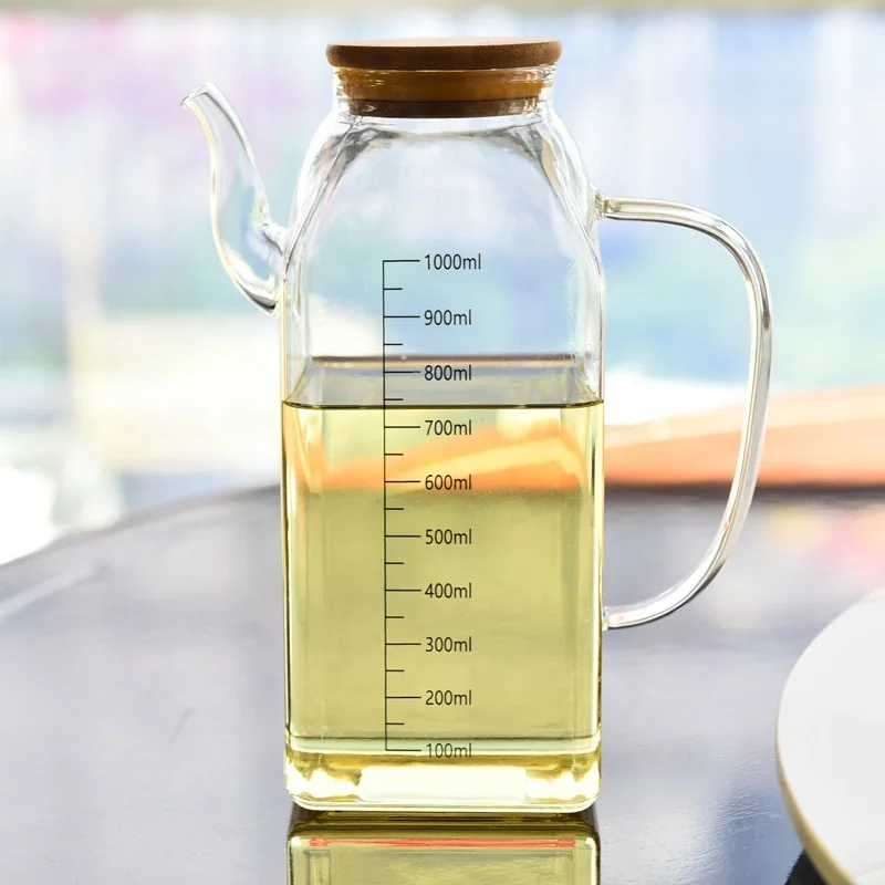 European glass oil pot household oil canister pot large capacity vinegar oil quarters seasoning bottle