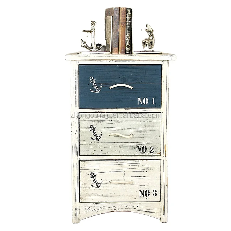 Whosale Modern Buff LL-079 Wooden Furniture Nautical Chest Cabinet for Living Room Bedroom