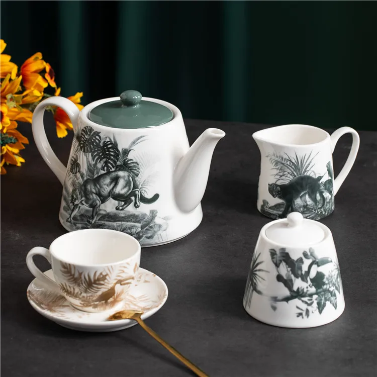 Wholesale royal embossed decorative porcelain coffee set cup saucer luxury european chinese ceramics tea sets with teapot