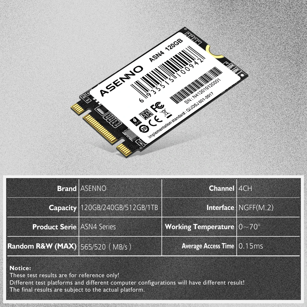 Внутренний жесткий диск ASENNO SSD NGFF 2242 240 ГБ OEM ODM оптовая продажа для ПК и настольных компьютеров