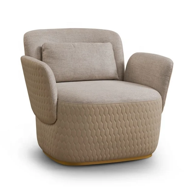 
High End Italian Luxury Modern Simple Round Chair Leather Leisure Chair Living Room Bedroom Home Armrest Chair 