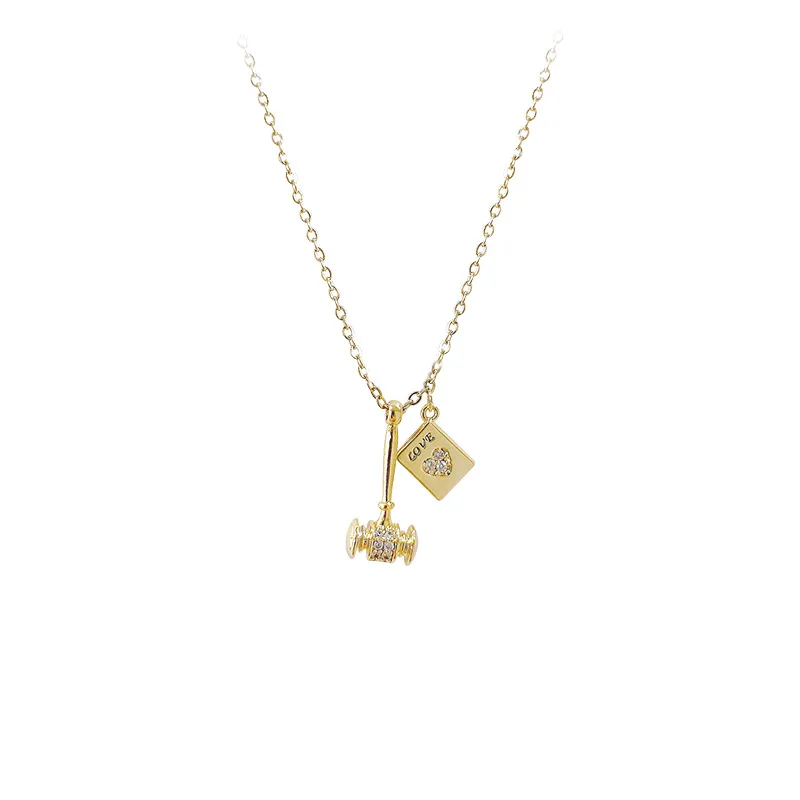XL61234 gold-plated zircon thor hammer clavicle chain temperament fashion personality jewelry