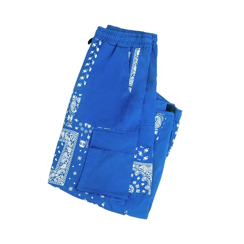 Wholesale Low MOQ Casual Sweatpants Overalls Wide Leg  Men Cargo Pants With Side Pockets Bandana Pant