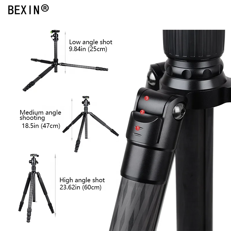 
Professional heavy duty Flexible Panoramic ball head photography Carbon Fiber camera tripod monopod stand for dslr video camera 