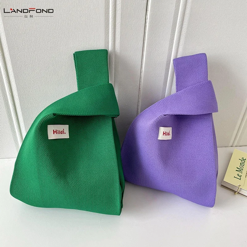 Landfond accessory Women Fashion Shoulder Bag Large Capacity Tote Wool Polyester Woven Crochet Knitted Bag