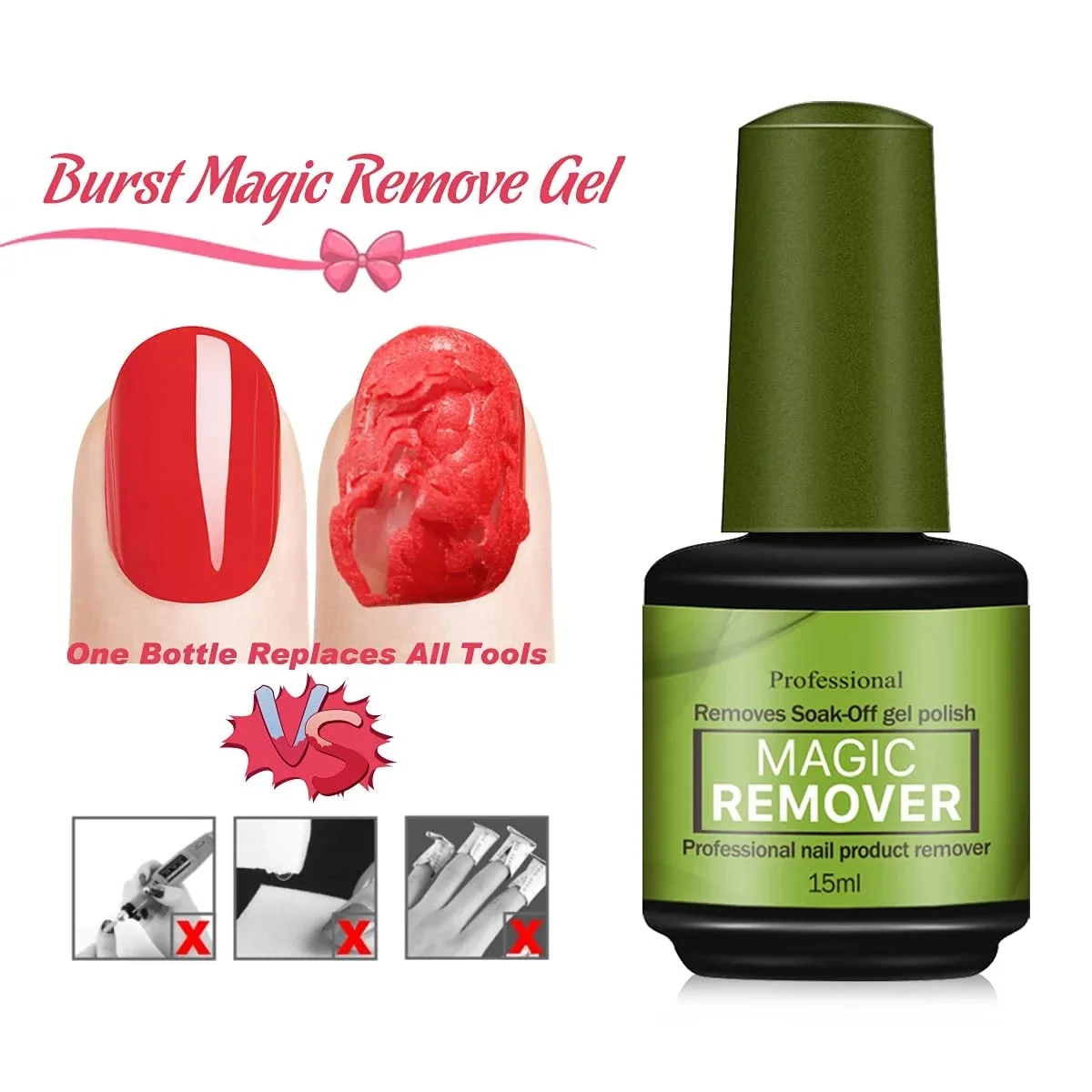 OEM Nail Gel Remover 15ml Soak Off Gel Polish Remover Top Coat Nail Art Primer Nail Degreaser Cleaner for Removing Gel Varnish