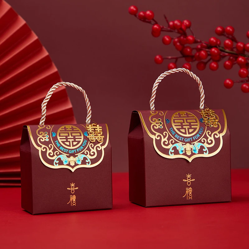 Wedding candy box Creative Chinese national style wedding candy paper box containing wedding candy bag portable gift box