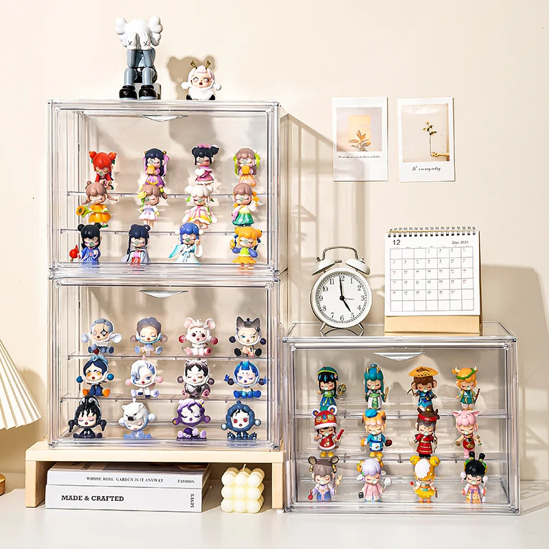 custom magnetic clear lego display acrylic gift box transparent box doll large Lego display cabinet with lid