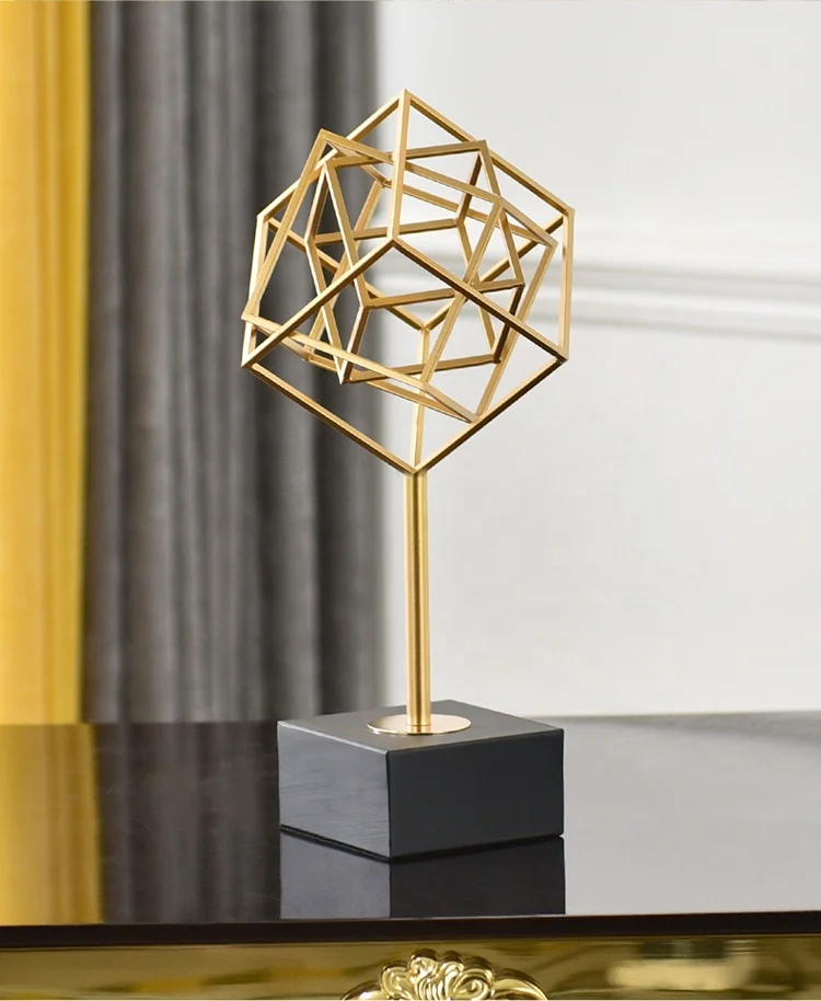 
Golden Metal Home Decoration with Marble Stand with 3 Size 