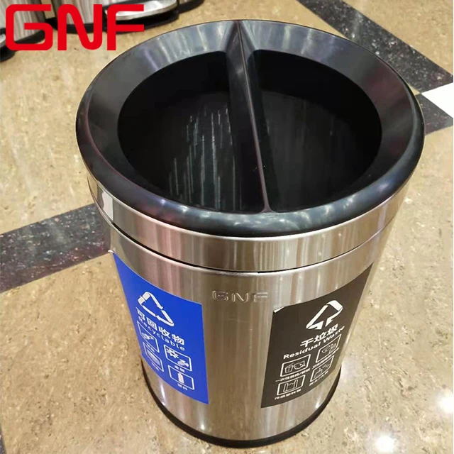 GNF 8L household round dustbin open top recycle bin with plastic bin inside
