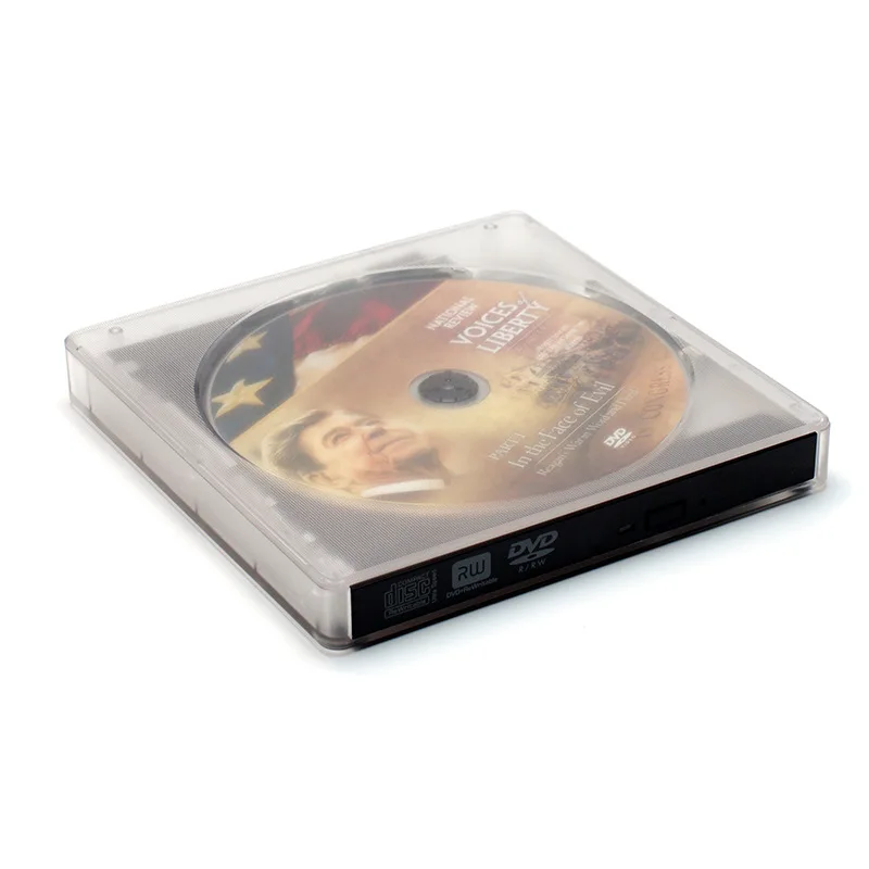 Transparent External Drive USB 3.0/Type-C External DVD RW CD Writer Super Drive Reader Player Optical Drives for Mac/Windows