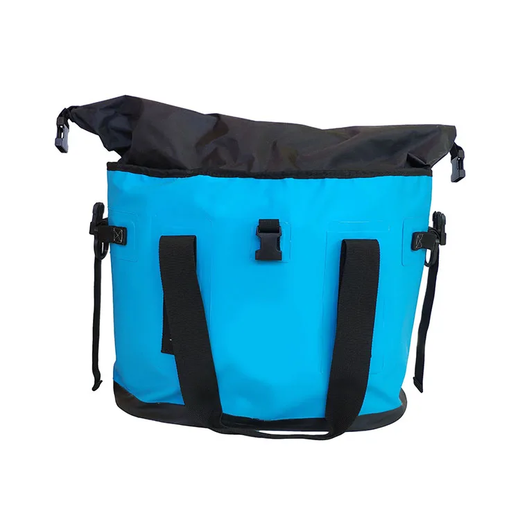 Custom logo portable waterproof soft canvas tote thermal insulation insulated backpack picnic beach lunch cooler bag for food