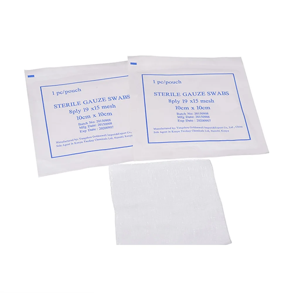 Low Price OEM Gauze Swab 4ply 8ply 16ply X-ray Thread Non Sterile Medical Folded Surgical Dressing Pad Sponge 10cmx10cm 10x10