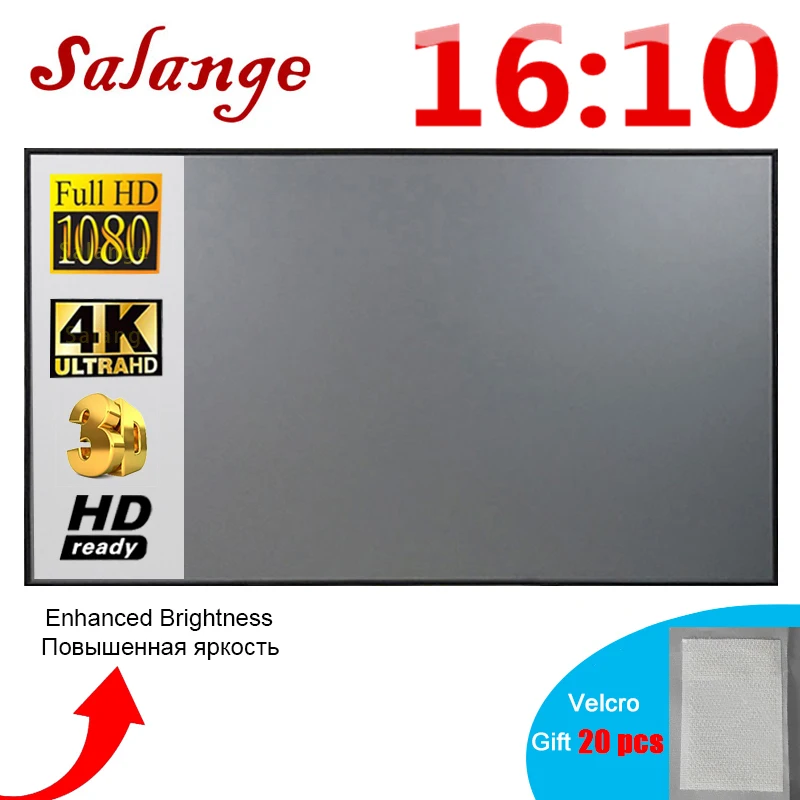  16:10 Salange 100 дюймовый проекционный экран металлический портативный для дома и улицы офиса 3D 4K