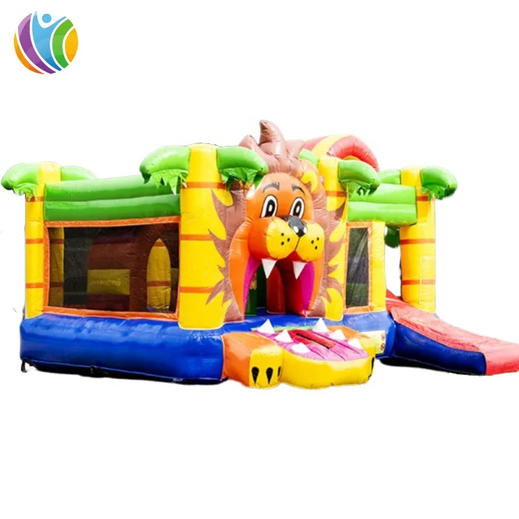 2021 New arrival inflatable lion jumper combo popular bouncy castle slide cute tiger commercial slide bouncing castle for rental