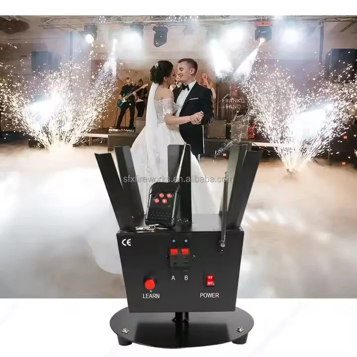 Pyrotechnic Wedding Bride Engagement Proposal Rotating 6 Cue Remote Stage Wireless Cold Fountain Fireworks Firing System Igniter