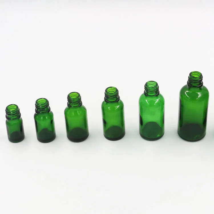 Wholesale high quality glass essential oil dropper green perfume bottle for cosmetic packaging