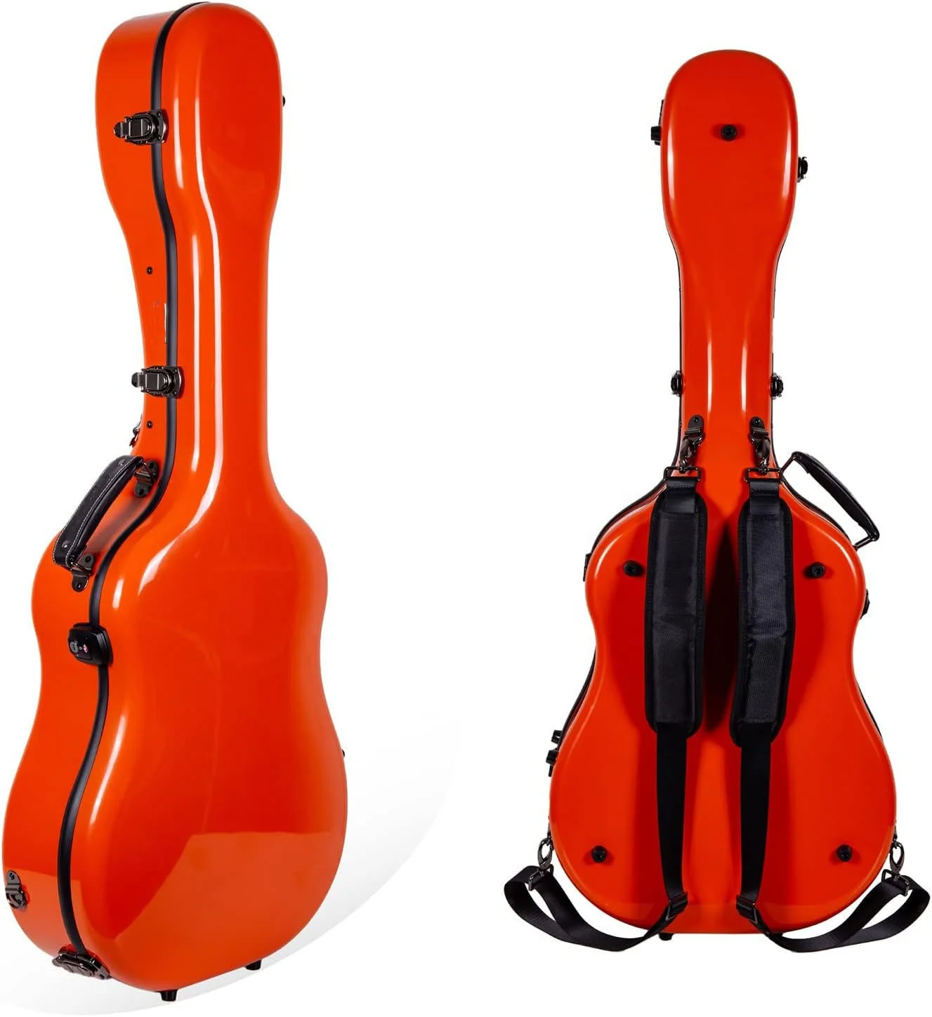 Manufacturer Fiberglass Orange Acoustic Guitar Case with Backpack Fiberglass Classical Guitar Cases