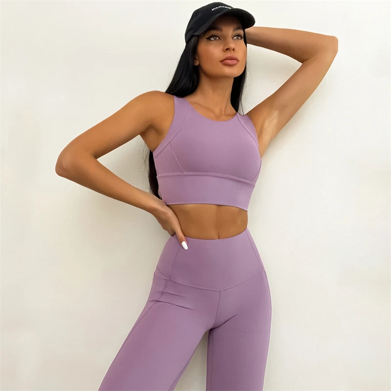 Women Yoga Set With Pockets Gym Sets Workout Active Wear Yoga Set