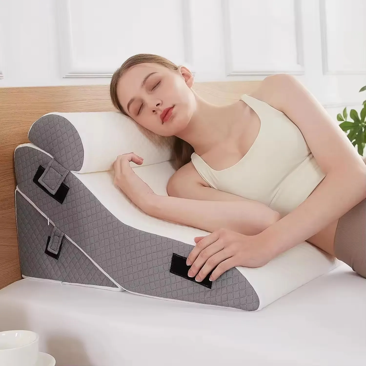3 PCS Upgraded Bed Wedge Pillow for Sleeping -25D Post Surgery Pillow for Back Leg Pain Relief