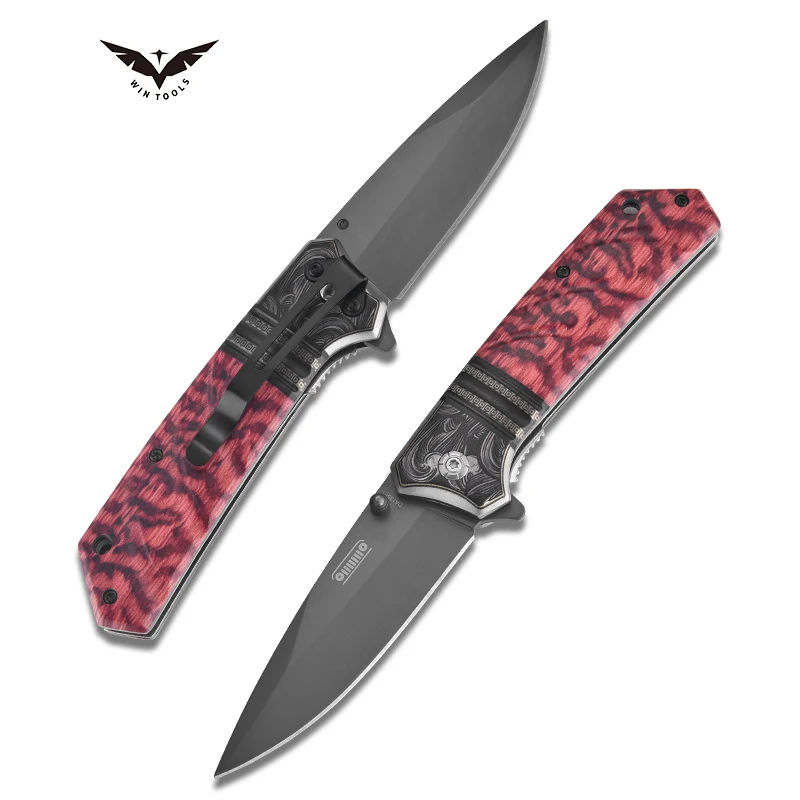 High Quality Small Pocket Knife Camping Knife Folding Knife Survival with Red Black G10 Handle