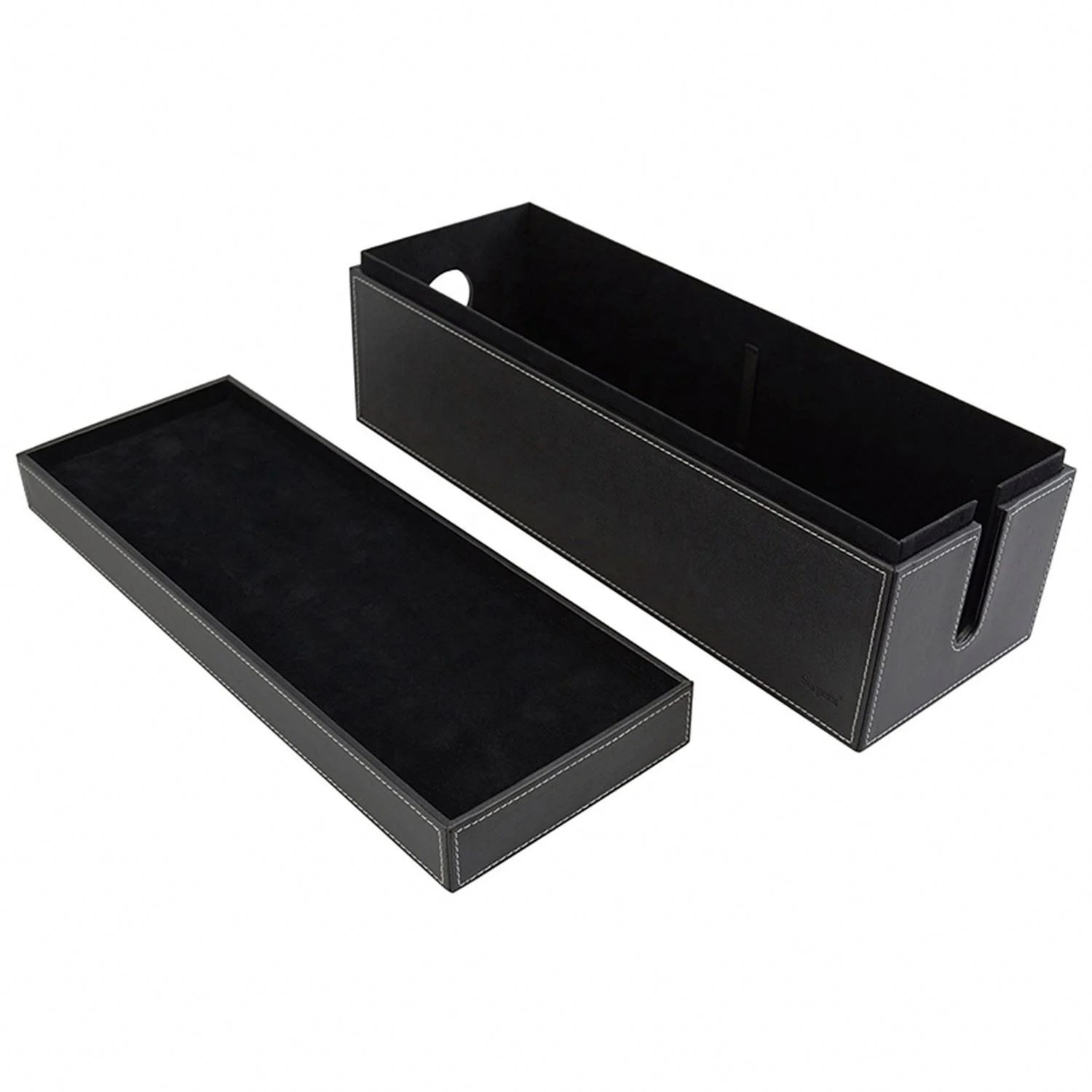 Faux Leather Cord Cubby Cord/Cable Organizer Box Under Desk Cable Management Box