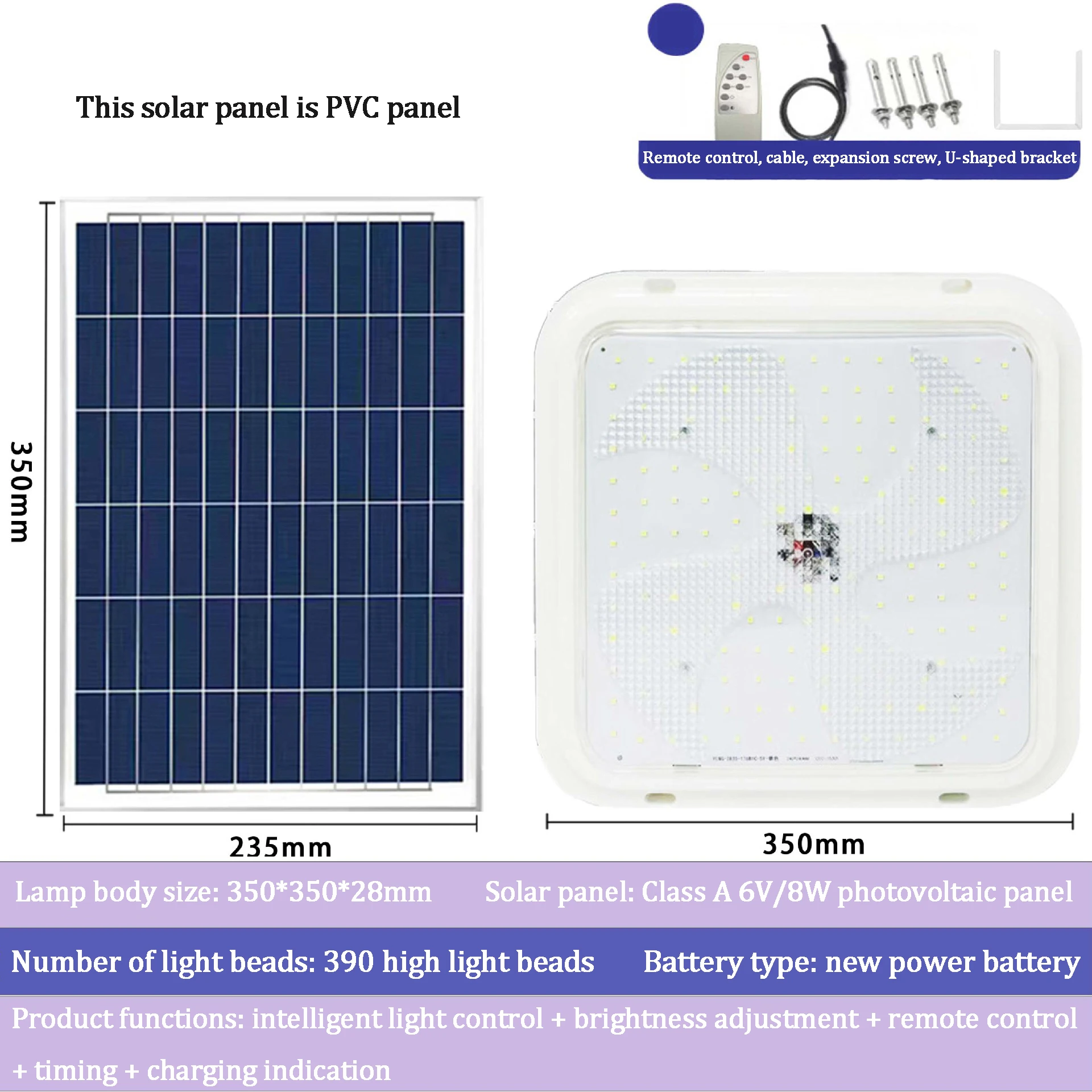 indoor solar ceiling light Factory direct with remote control solar light lamp for indoor indoor solar light home house