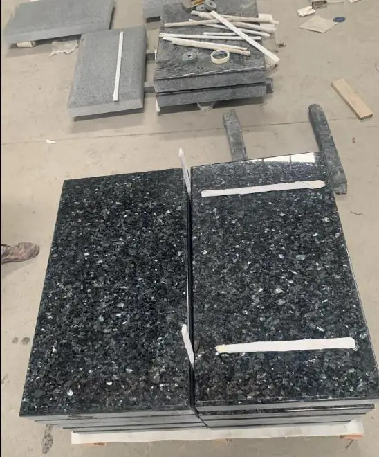 Hot Sell Blue Pearl Granite Marker/Upright Serp/Heart/Angle Headstones & Base Customized