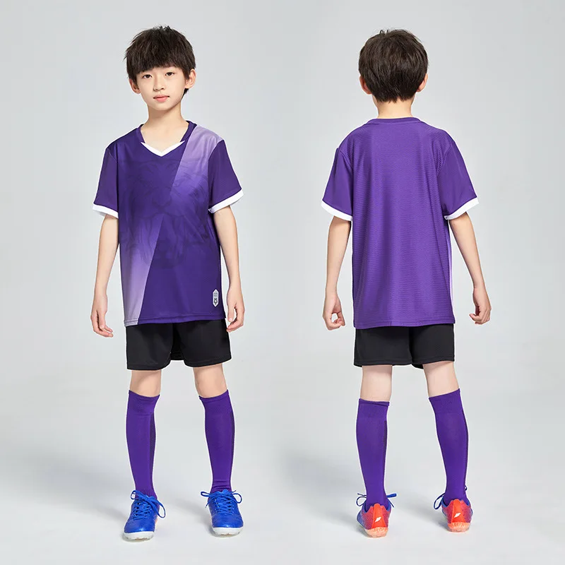 New Kids Football Uniforms Boys Girls Soccer Jerseys Sets Youth Short Sleeve Kit Shorts Children Soccer Shirt Suit Sportswear