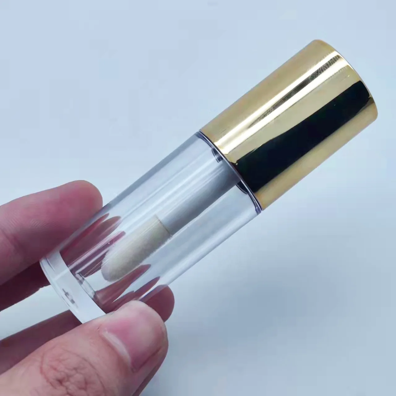 Holographic Lip Gloss Tube Clear Gold Empty Lip Gloss Tubes 10ml Big Brush Head Lip Balm Container Custom Logo