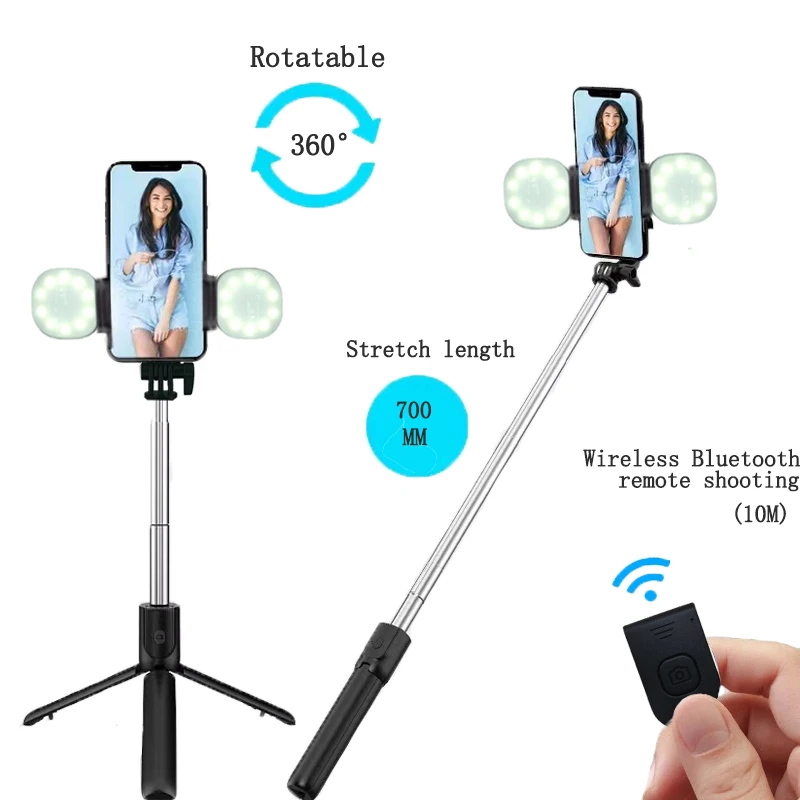 3 in 1 Blue tooth self timer bar integrated tripod 360 degree rotating bracket handheld self timer live broadcasting bracket