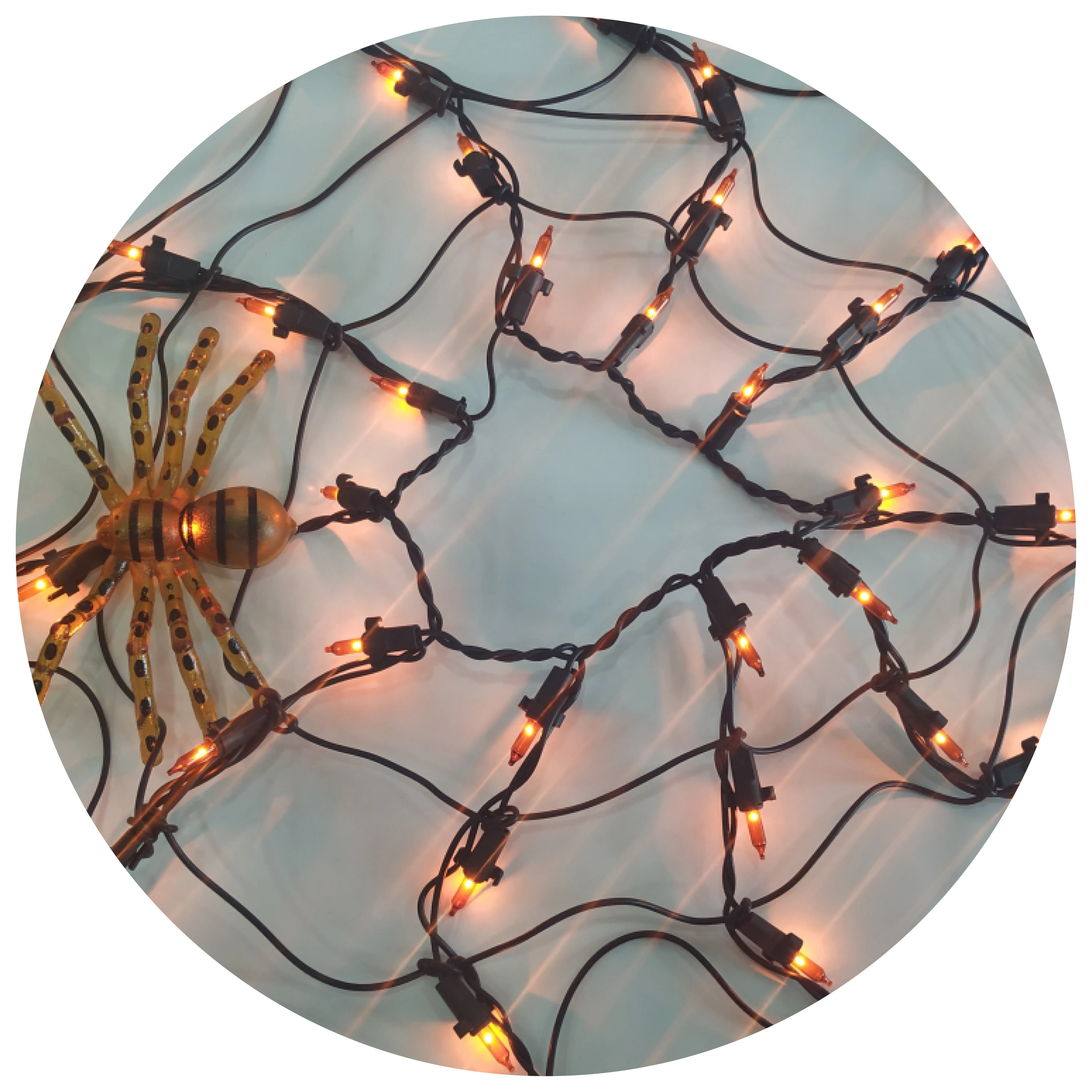 Сертифицированный GV 10 очков оранжевый лампы накаливания Хэллоуин паук светодиодная паутина диаметр 60 см черный провод