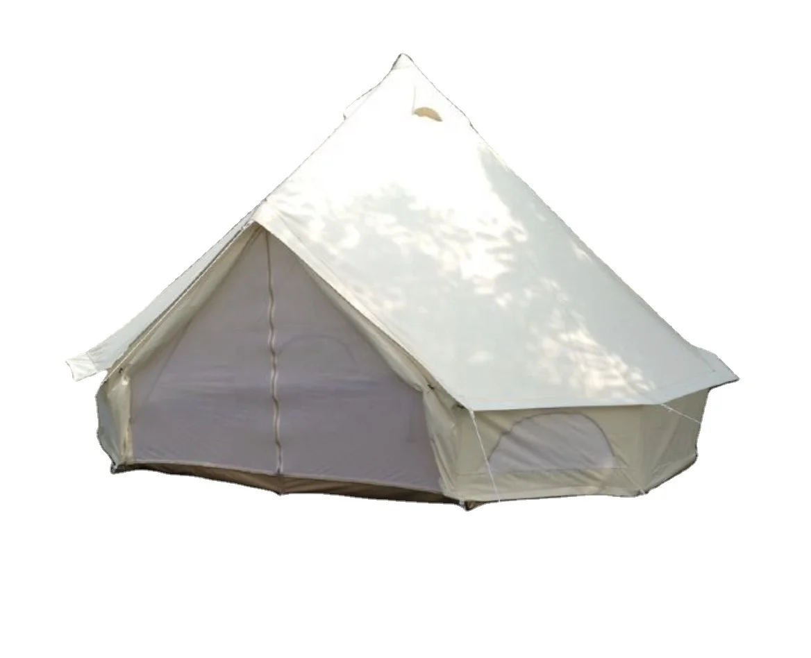 Luxury 900D Oxford Canvas Bell Tent 4m For Family Camping Outdoor