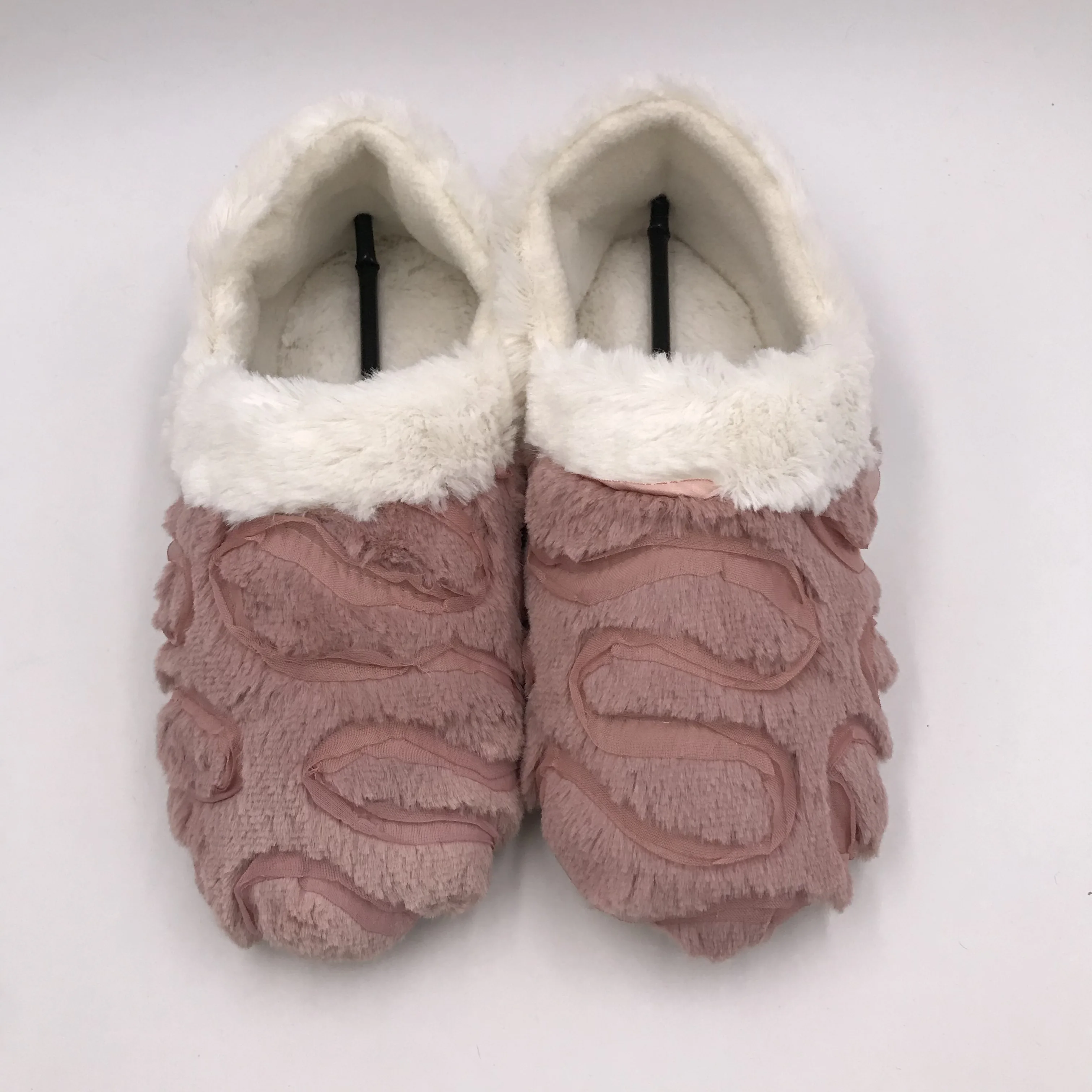 PV plush upper high quality PU leather sole full closed womens bedroom slippers