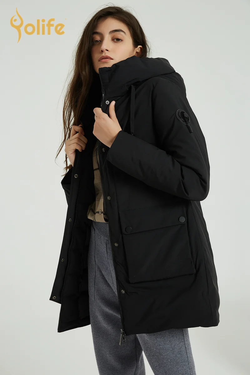
Yolife Women Hooded Coats Parka Casual Cargo Solid Zipper Pockets Jacket Ladies Thick Jacket Women 2021 Winter Outerwear 